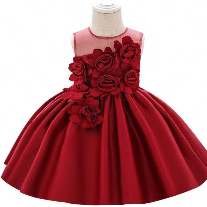 BAIGE 2020 latest 4 colors newborn baby cotton linen party style beaded lace princess Infants Toddlers Kid dresses L5068XZ