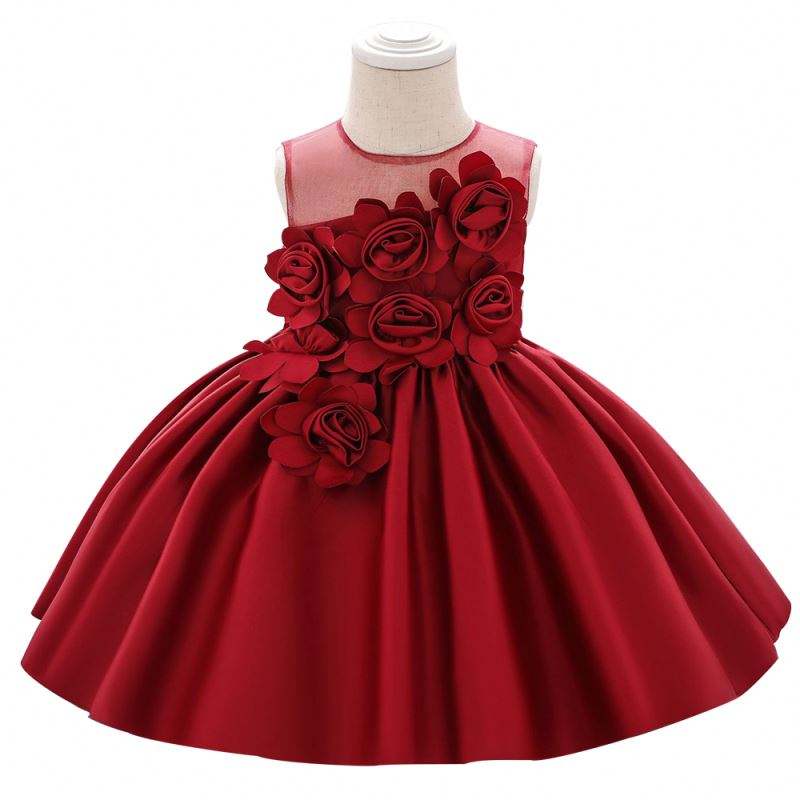 BAIGE 2020 latest 4 colors newborn baby cotton linen party style beaded lace princess Infants Toddlers Kid dresses L5068XZ