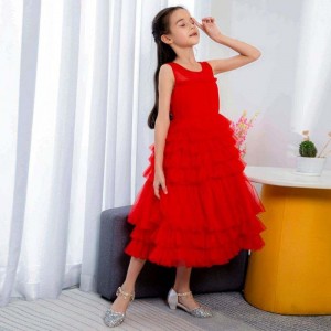 BAIGE 2021 New Factory Wholesale Lovely Kids Long Ball Gown Frock Design Wedding Party Dresses