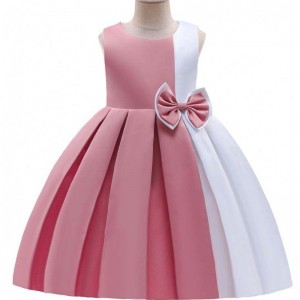 BAIGE Wholesale Petty Girl Dress Girls Pink Summer Sleeveless Kids Dresses 3-10 Years Old