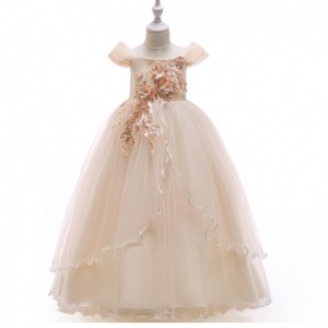 BAIGE Off-shoulder New In Long dress girl Kids Printed Flower Girls Party Dresses