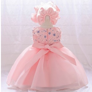 BAIGE Hot Selling Pink Girls Party Toddler Dresses Baby Birthday Dress 1 Year Old Girl Gown