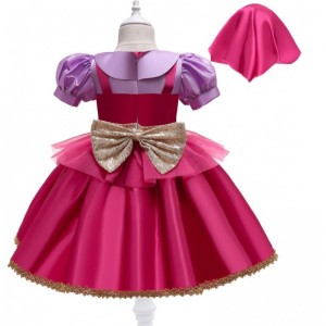 BAIGE Rose Red Riding Hood Costume Flower Girl Party Dress With Free Headband D0702