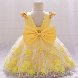 BAIGE New Arrival Formal Pink Flower Girls Dresses Toddler Children Applique Baby Birthday Party Dress