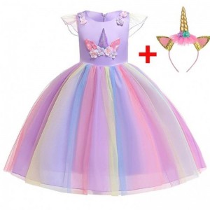 Unicorn Dress for Girls Unicorn Costume Rainbow Tutu Dress for Birthday Party Outfit with Headband