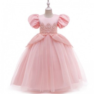 BAIGE New Style Pink Dresses for Kids Evening Wedding Princess Party Dress Cute Birthday Flower Gown Costume For Girls LP-262