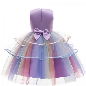 3 Colors Rainbows Girl Unicorn Dress Princess Dress For Girl Kids Birthday