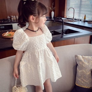 Children's Western Style Princess Dress Puff Sleeves Dress for white baby girls