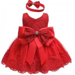 Amazon's Hot Baby Birthday Party Dress Bow Tutu Dress Lace Prince Dress with Hairband