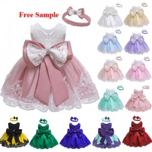 BAIGE Baby Girl Clothes Ball Gown Princess Dress Infant Formal Birthday Baptism Party Kids Flower Girl Dresses With Big Bow