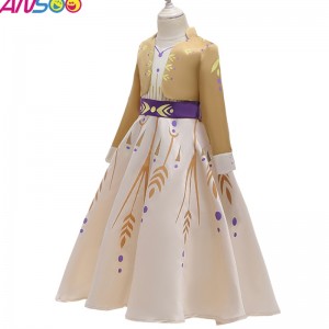 ANSOO Newest Kids Celebrities Clothes Princess Anna Wear Dress Halloween Costumes For Girls