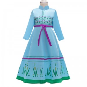 Child Clothing Halloween Costumes Girls Kid Anna Princess Elsa Blue Green Dress For Girls