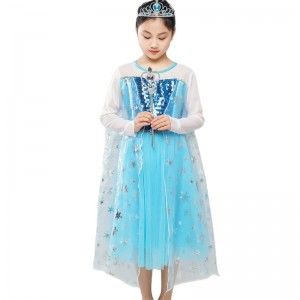 Girls' Ice Princess Dress Costume Birthday Halloween Christmas Fancy Party Outfit