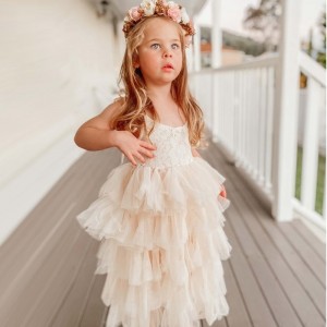 Little Girls Summer Dress for Kids Princess Birthday Party Gown Lace Sling Tutu Wedding Children Dresses