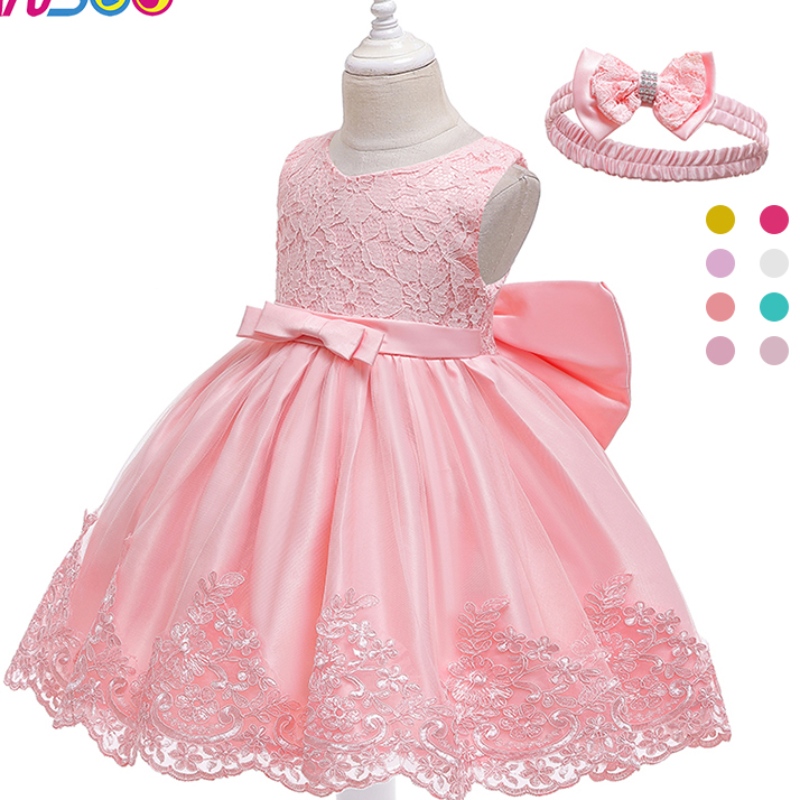 ANSOO New Design Girl's Princess Dress Bow Lace Baby Sleeveless Dress For Wedding Party