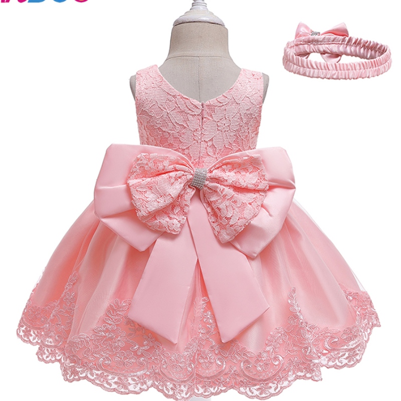 ANSOO New Design Girl's Princess Dress Bow Lace Baby Sleeveless Dress For Wedding Party