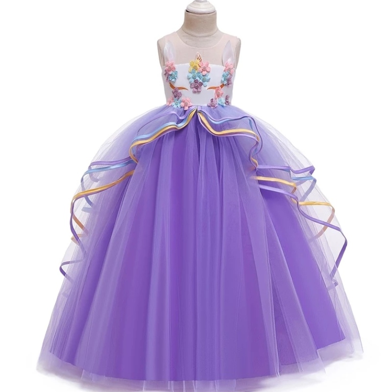 Fancy Girl Halloween Unicorn Party Long Dress Princess Girls Costume For Kids Clothes Baby Girl Frocks Children Clothing