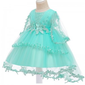 ANSOO New Design Gauze Shawl Dress Flower Children's Tutu Skirt Christmas Party Evening Dress For Little Girls