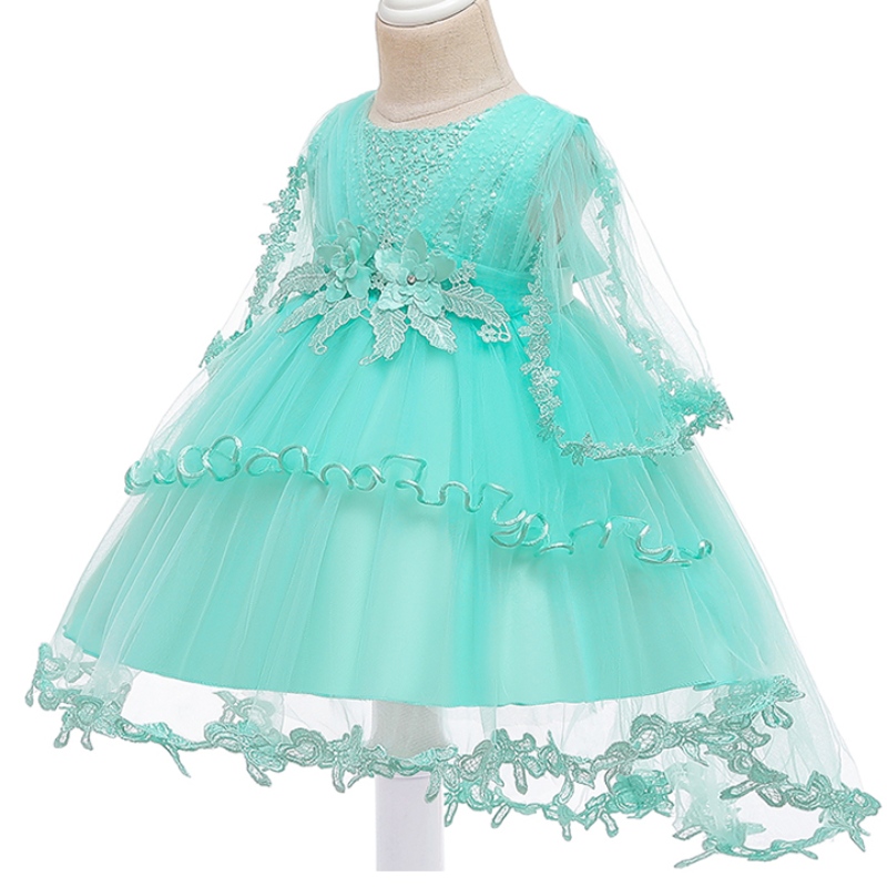 ANSOO New Design Gauze Shawl Dress Flower Children's Tutu Skirt Christmas Party Evening Dress For Little Girls