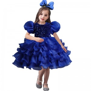 Wedding Party Dress for Girls Flower Tulle Birthday Children Dresses Tutu Beading Prom Evening Gown Kids Elegant Princess Dress