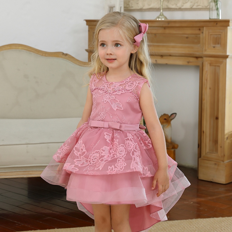 Children Trailing Wedding Party Dresses Elegant Lace Girls Princess Evening Prom Tulle Gown Kids Ceremony formal Costume