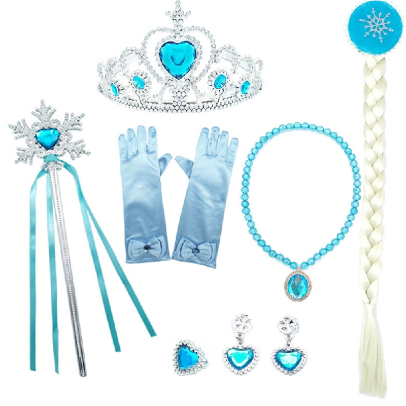 Girls Elsa Dress Up With Train Children Beading Long Sleeve Snow Print Halloween Carnival Party Princess Costume