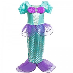 Girl Little Mermaid Princess Fancy Dress Up Costume Children Summer Dresses Kids Halloween Birthday Party Outfit Clothing