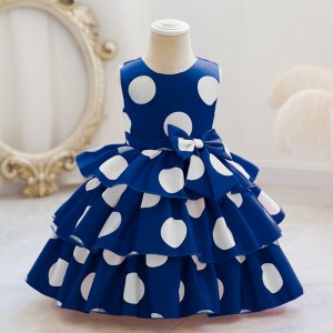 Baby Girls New Year 2022 Bowknot Dot Dress for Girls Wedding Party Dresses Toddler Kids Birthday Dot Dress