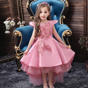 Latest Six Colors Lace Luxury Evening Pageant Wedding Party Dress Without Sleeve For 3-10 years Girls