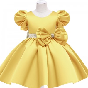 Hot Sale Baby Girl Birthday Dress Bow Flower Performance Puffy Princess Girls Dresses For Toddler Kids Party Wear