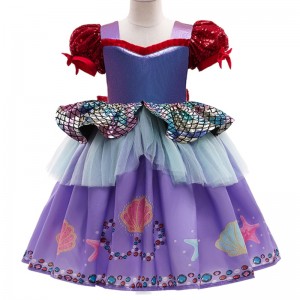 ANSOO AmzDreams 2022 New Factory Kids Party Birthday Clothes Princess Mermaid Girl Purple Tutu Dress With Headband Mermaid Dress