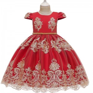 Amazon Hot Sale Baby Princess Dress Gold Lace Dress for 1-3 Years Old Baby