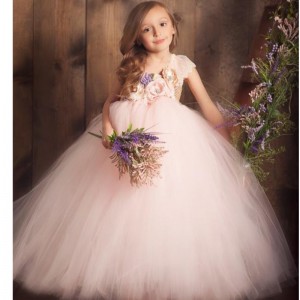 European and American Girl Dress Piano Host Elegant Party Dress Lace Wedding Dress