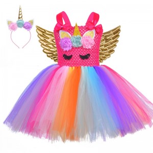 Little Child Pony Dress Unicorn Wings Princess Dress Party Cosplay Costume