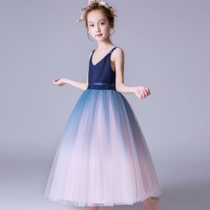 Flower Girls Lace Bridesmaid Dress Long A Line Wedding Pageant Dresses Tulle Party Gown