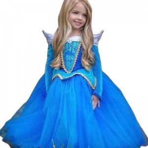 Girls Sleeping Beauty Dress Up Clothes Children Long Sleeve Aurora Princess Costume Girl Christmas Party Dress