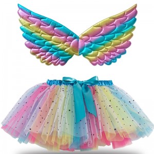 Girls Multicolor Tutu Skirts Ballet Birthday Party Tutu Dress Girls' Dance Skirts for Princess Costume with Wings