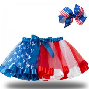 2022 Star Flag Skirt Mesh Tutu Skirt Halloween Tutu Costume for Girls