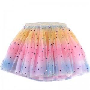 Mesh Performance Skirt Tulle Rainbow Tutu Skirt for Little Girls