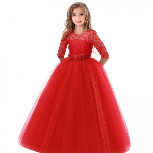 2022 Spring Children's Princess Dress Lace Mesh Puffy Group Of Big Girls Flower Girls' Party Weeding Dresses For 8-14 Years