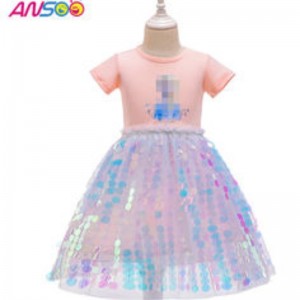 ANSOO Clothing Manufacturers Ice Queen Princess Elsa Wedding Birthday Party Dress