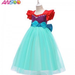 ANSOO 2021 OEM/ODM Girl Mermaid Dress Birthday Wedding Party Wear Flower Girl Princess Dresses