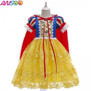 ANSOO 2022 Fancy Girl Princess Dress Halloween and Christmas Snow White Cosplay Fancy Dress