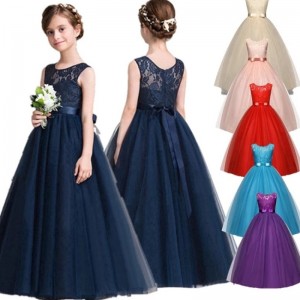 Teenager Girls Princess Dress For Children Wedding Party Bridesmaid Lace Red Dress Kid Birthday Evening Pageant Ball Gown 14Year