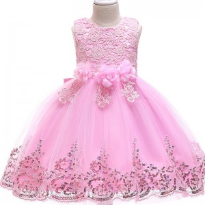 Child Red Bright Princess Dress For Girls Party Frocks Anti-wrinkle Cotton Breathable Flower Girl Evening Dresses