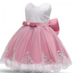 Baby Girls Fluffy Bow knot Princess Dress Toddler Kids Birthday Tulle Fabrics Party Vestidos Children Casual Clothing Wear