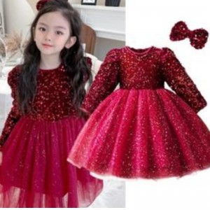 Girls Party Fluffy Cake Smash Dress Spring Long Sleeve Formal Evening Princess Costume