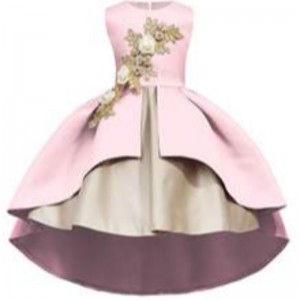 Hot Selling Satin Party Kids Flower Long Tray Dress