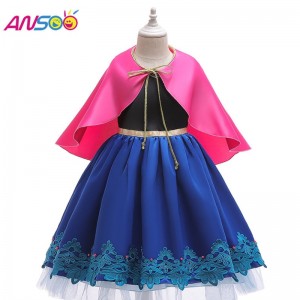 ANSOO Kids Girls Princess Queen Elsa Anna Halloween Cosplay Costume Fancy Dress Skirt