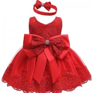 2022 New Party Lace Girls Baby Dresses Wholesale Pink Flower Girls' Dresses